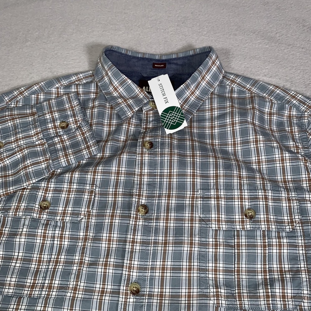 Alesbury Shirt Mens Large Blue Plaid Long Sleeve Button Up Sonora Peak Hike NEW